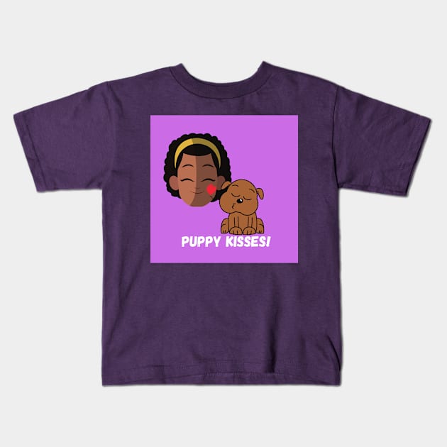 Curls and Puppies Kids T-Shirt by The Real Wil's store